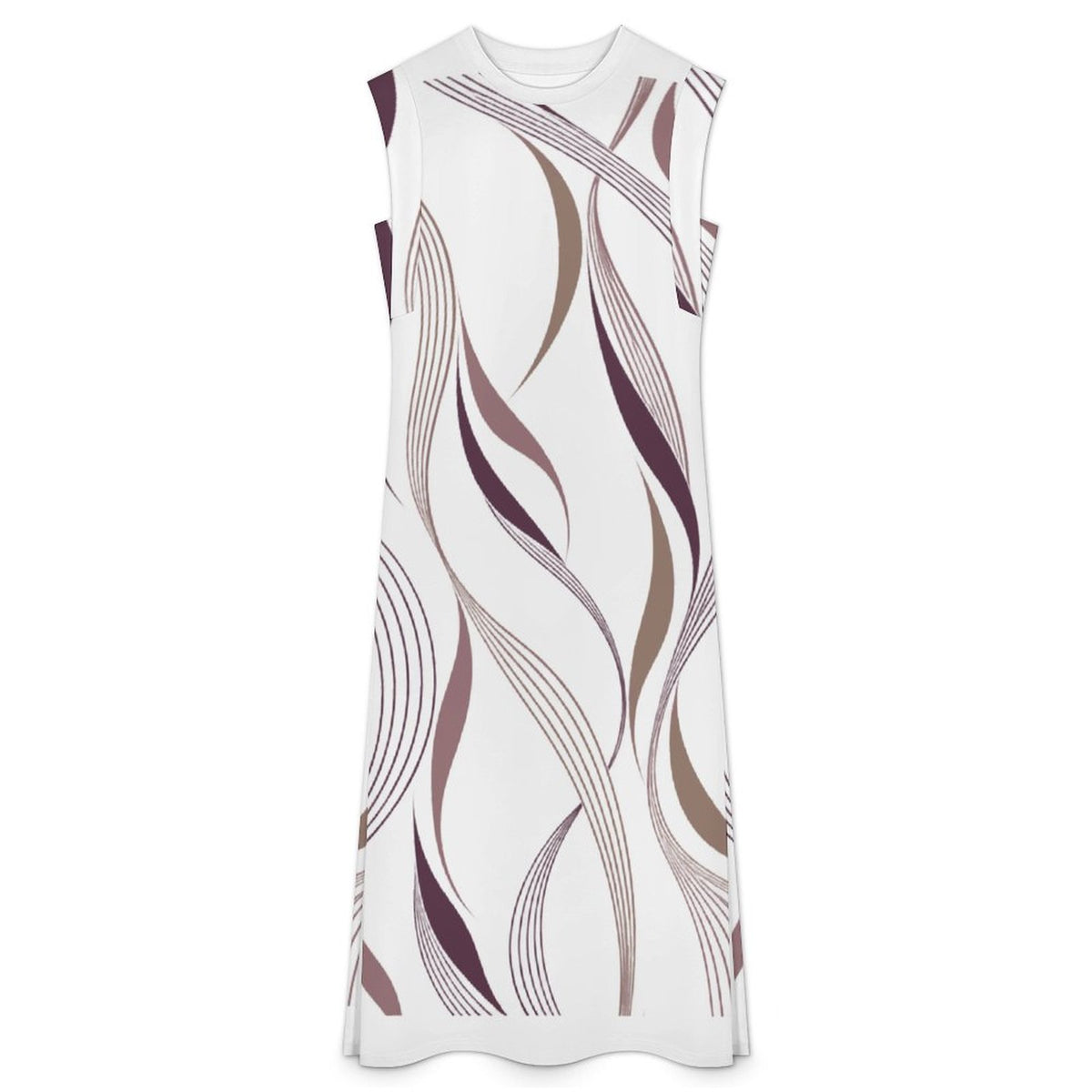 Woman Vanessa Collection Loose Sleeveless Slit Maxi Dress(All-Over Printing)