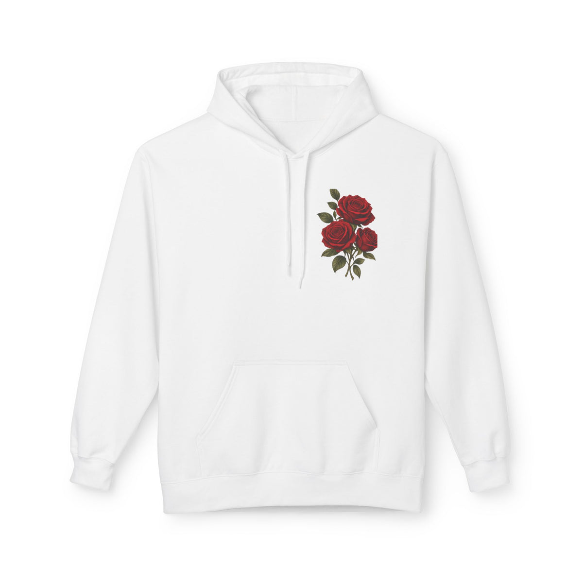 Rose Bouquet Pocket Hoodie – Vintage Red Floral Chest Print