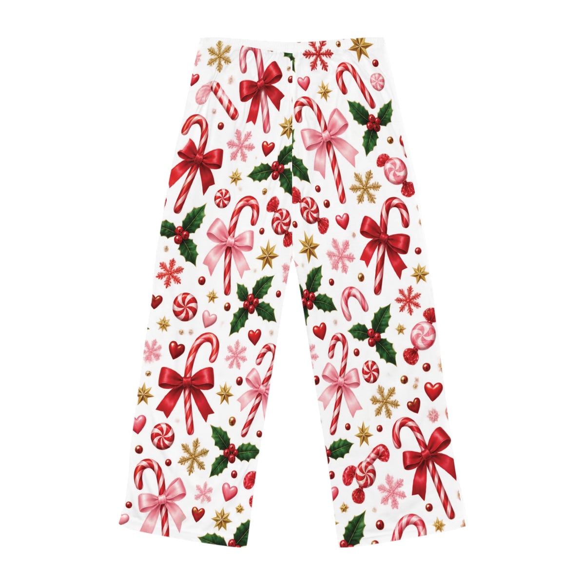 Christmas Candy & Bow Women's Pajama Pants — Festive Holiday Lounge Sleepwear