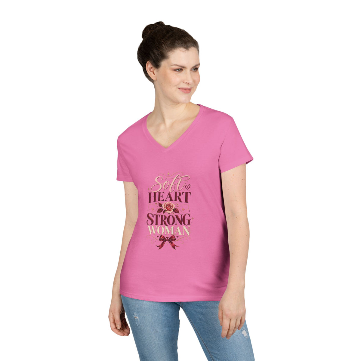 Soft Heart Strong Woman V-Neck Tee