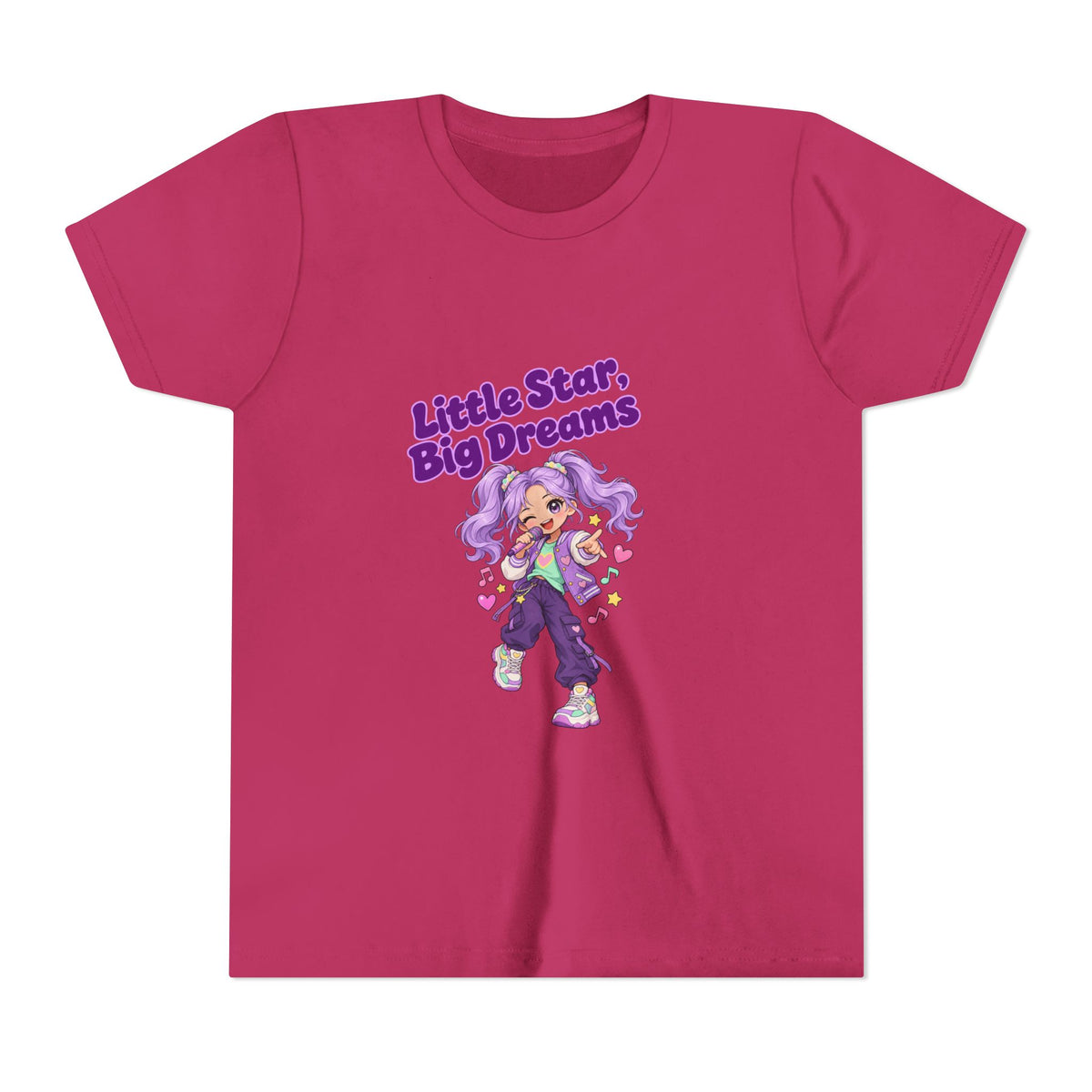Youth Tee — "Little Star, Big Dreams" Cute Purple Girl Graphic
