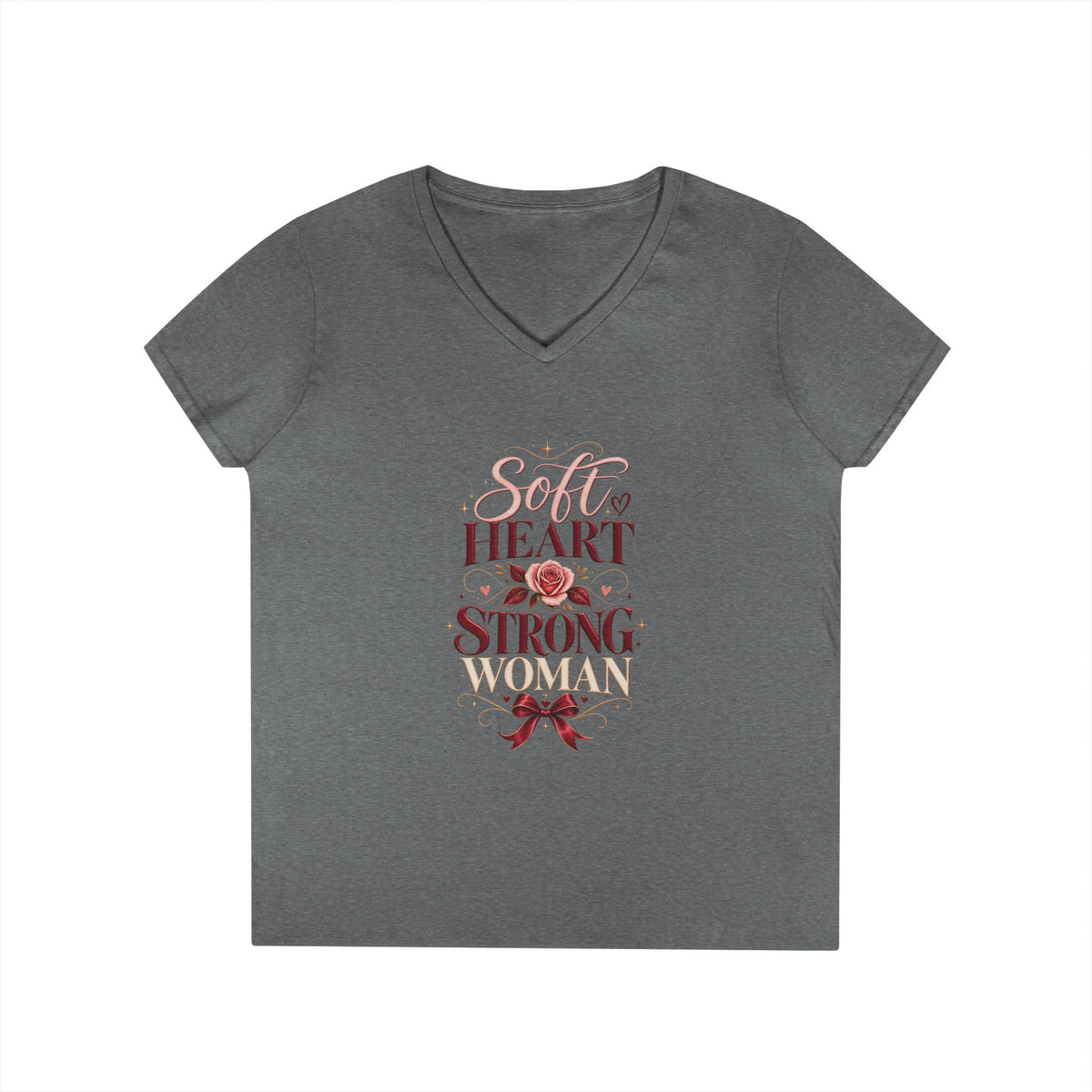 Soft Heart Strong Woman V-Neck Tee