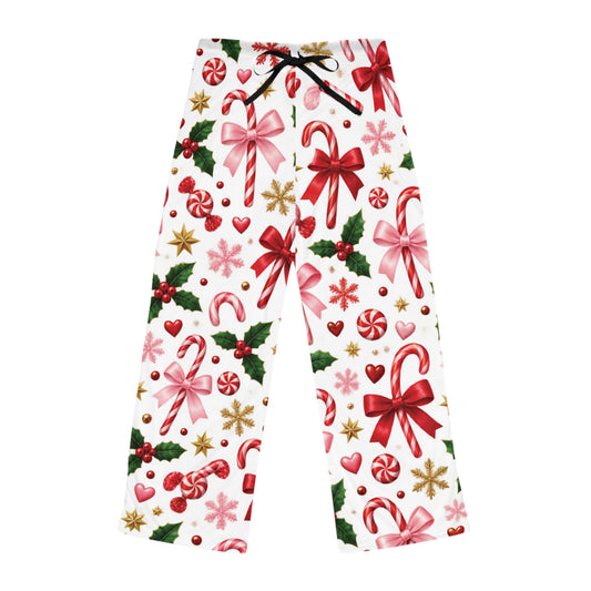 Christmas Candy & Bow Women's Pajama Pants — Festive Holiday Lounge Sleepwear