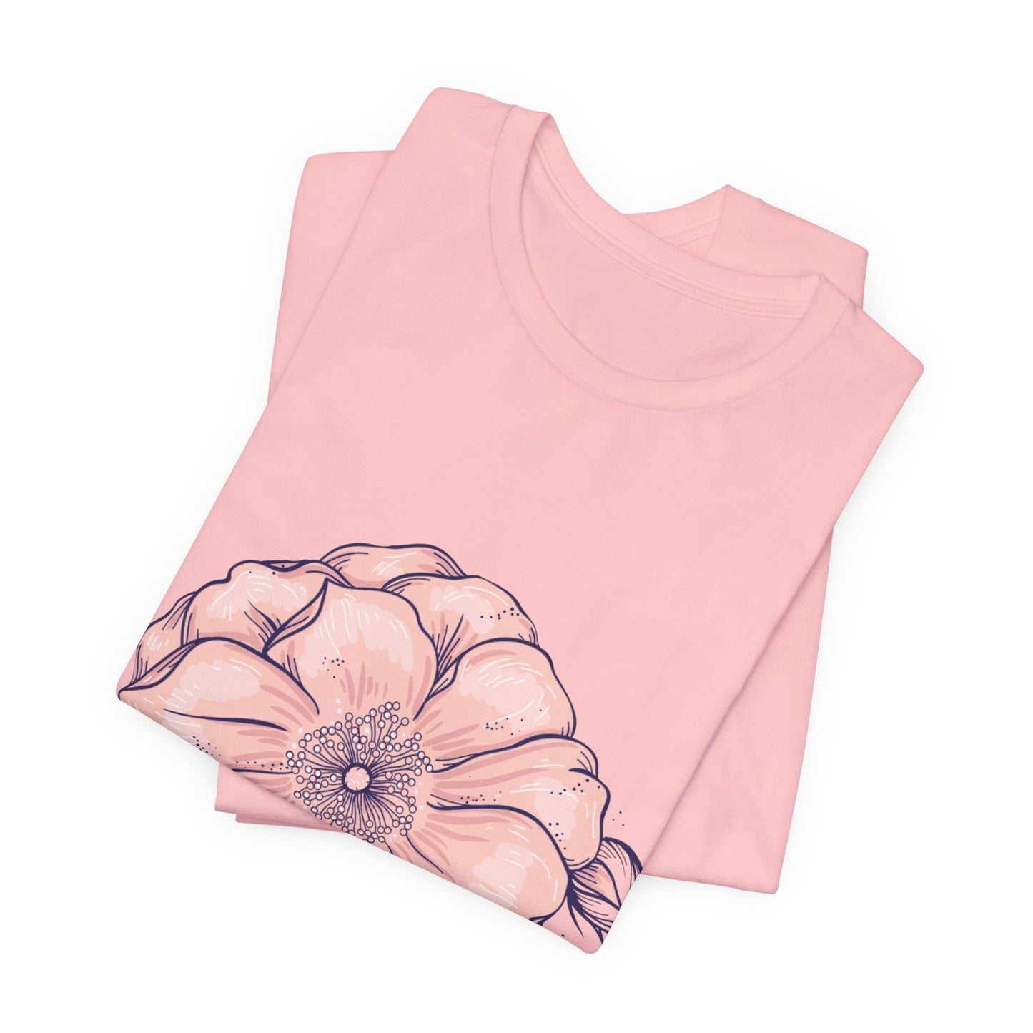 Floral Anemone Tee – Pink Watercolor Flower Graphic T-Shirt