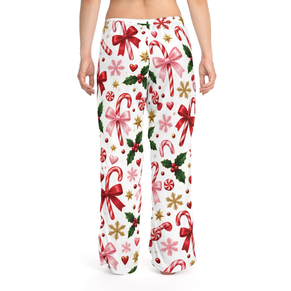 Christmas Candy & Bow Women's Pajama Pants — Festive Holiday Lounge Sleepwear