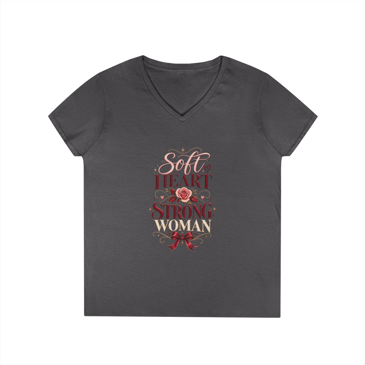 Soft Heart Strong Woman V-Neck Tee
