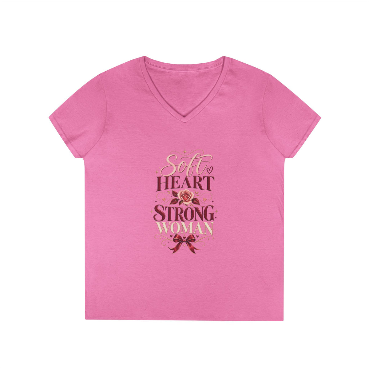 Soft Heart Strong Woman V-Neck Tee