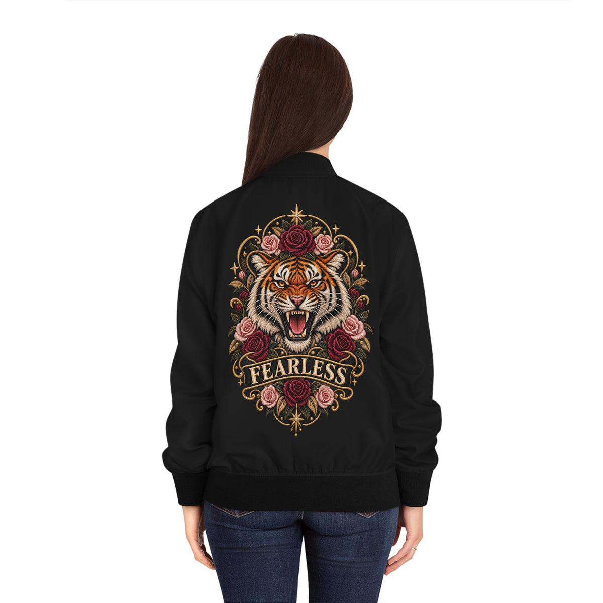 Fearless Tiger Rose Bomber Jacket