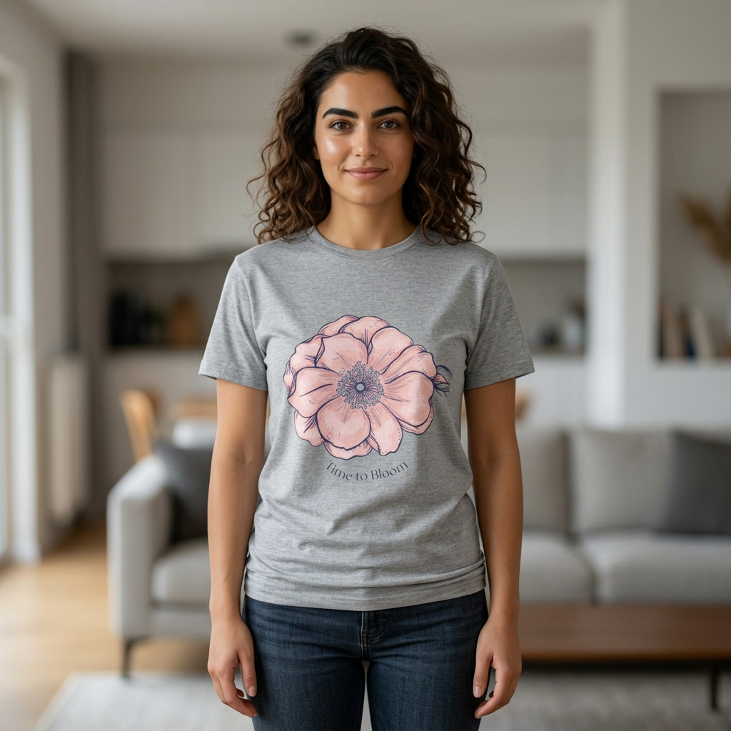 Floral Anemone Tee – Pink Watercolor Flower Graphic T-Shirt