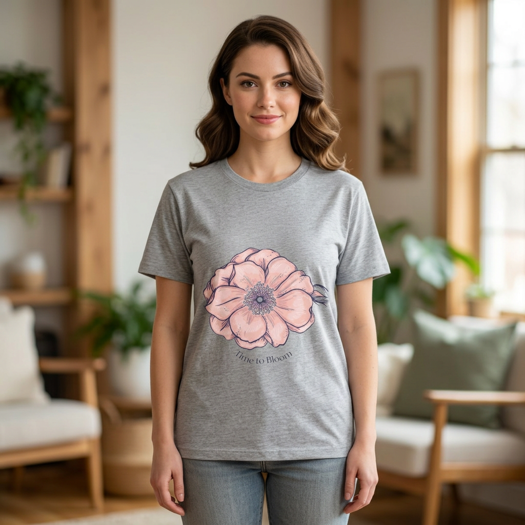 Floral Anemone Tee – Pink Watercolor Flower Graphic T-Shirt