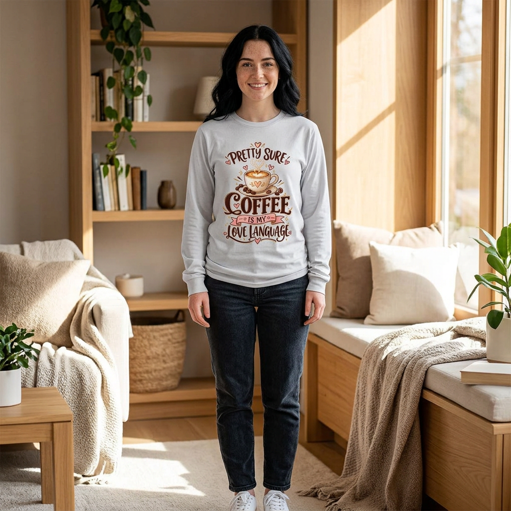 Coffee Long Sleeve Tee — "Pretty Sure Coffee Is My Love Language"
