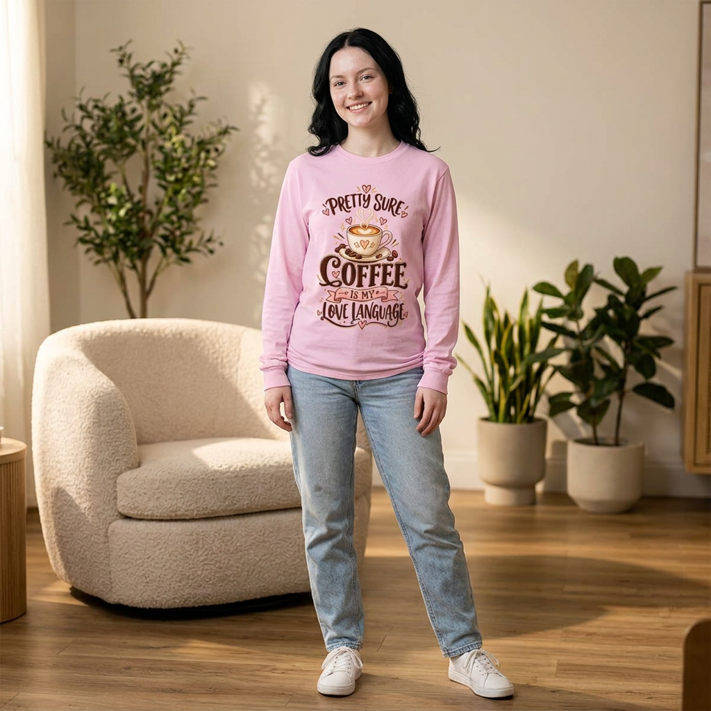 Coffee Long Sleeve Tee — "Pretty Sure Coffee Is My Love Language"