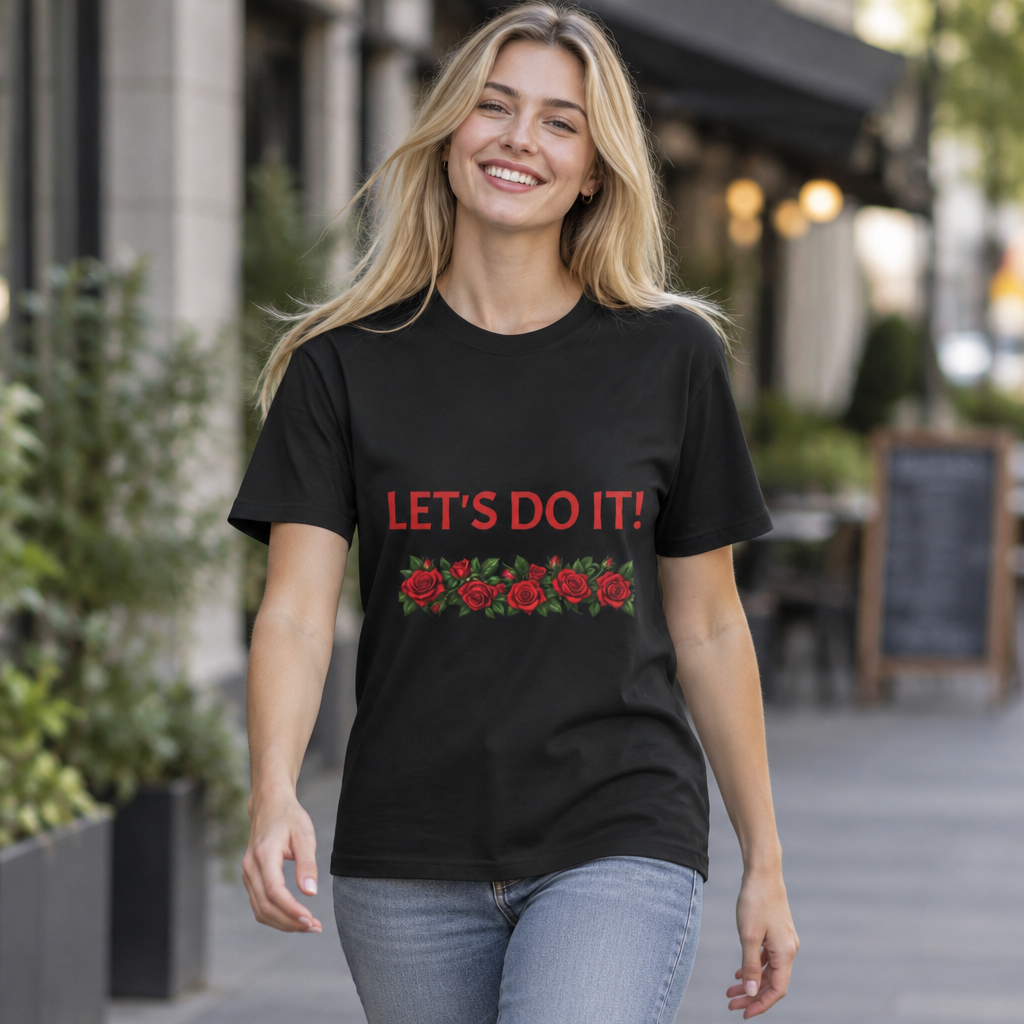 Let’s Do It! Floral Tee — Motivational Rose Graphic T-Shirt