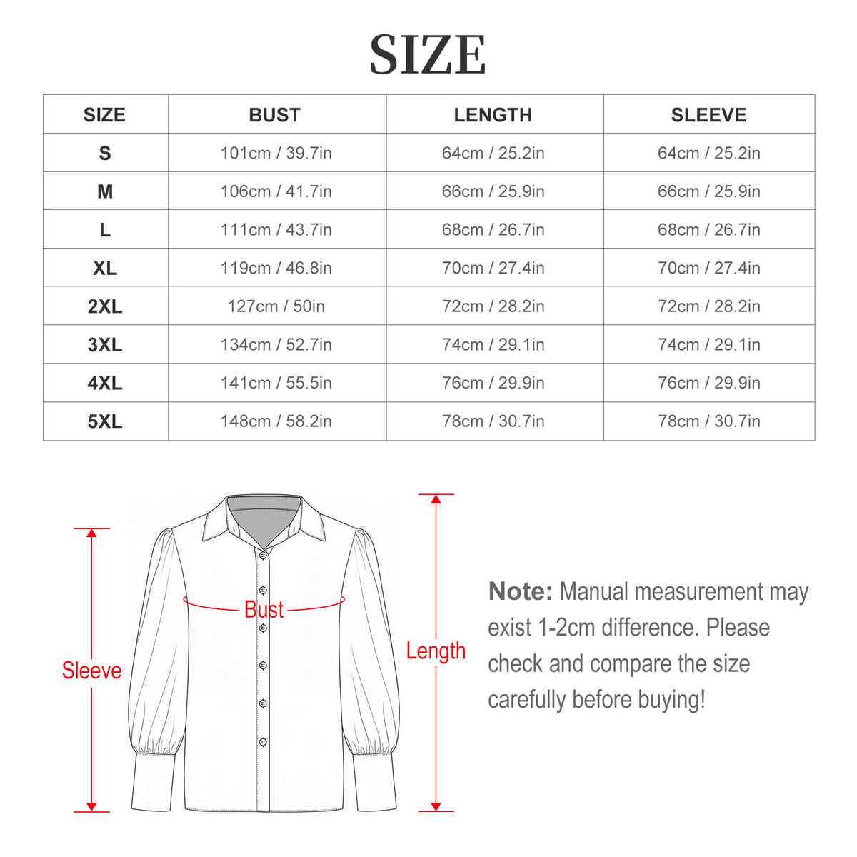 Women's  Vanessa collection Satin Lantern Sleeve Long Sleeve Blouse(All-Over Printing)