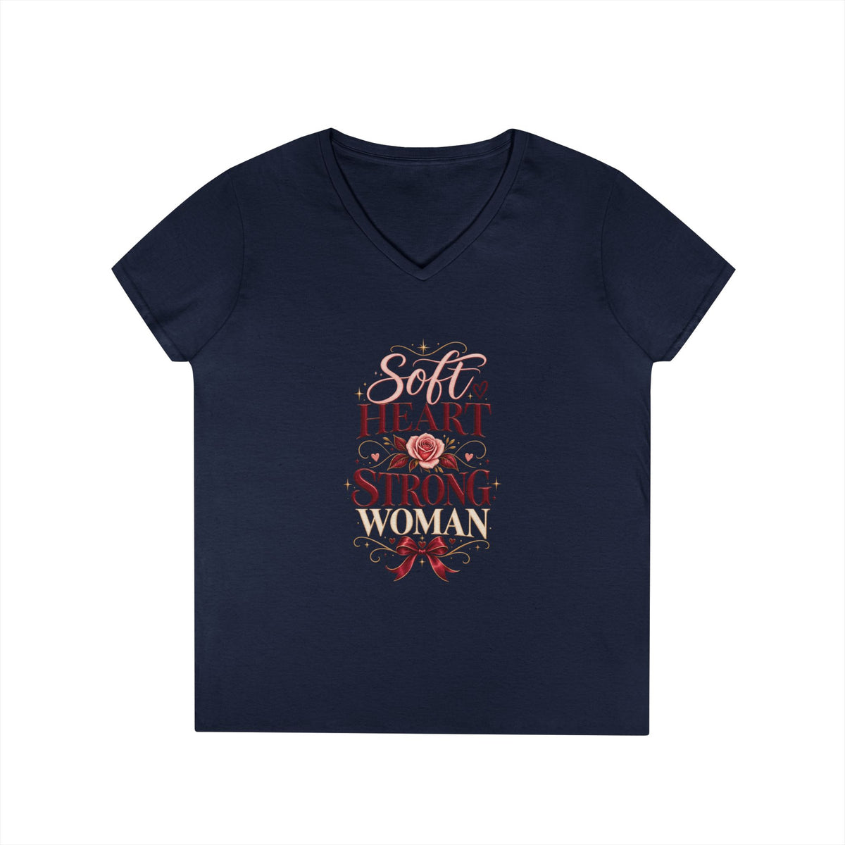 Soft Heart Strong Woman V-Neck Tee