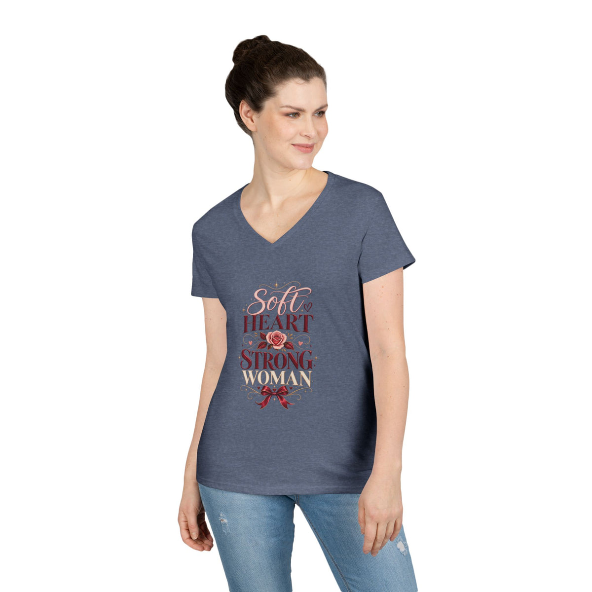 Soft Heart Strong Woman V-Neck Tee