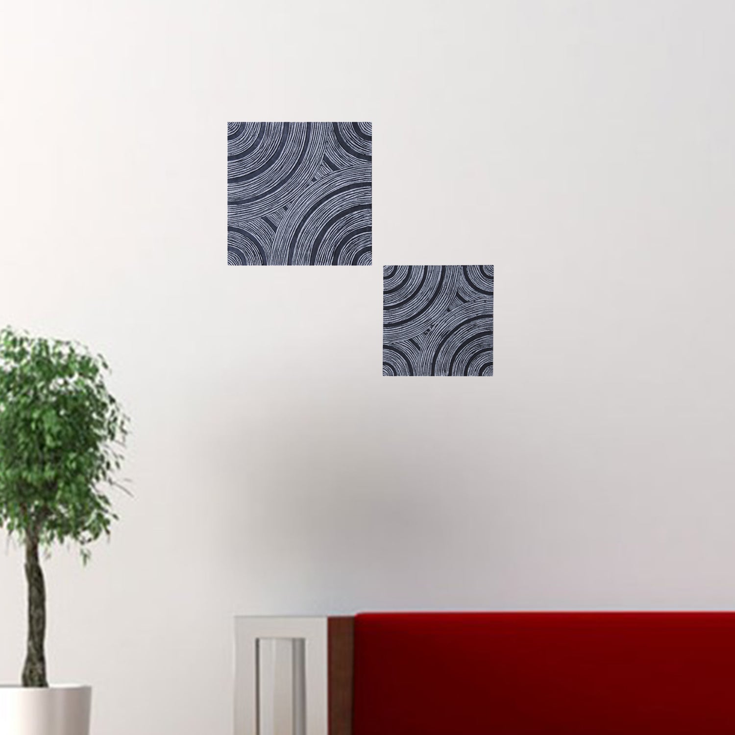 13" X 13" X 2" Gray Lined, Square - Wall Decor-4