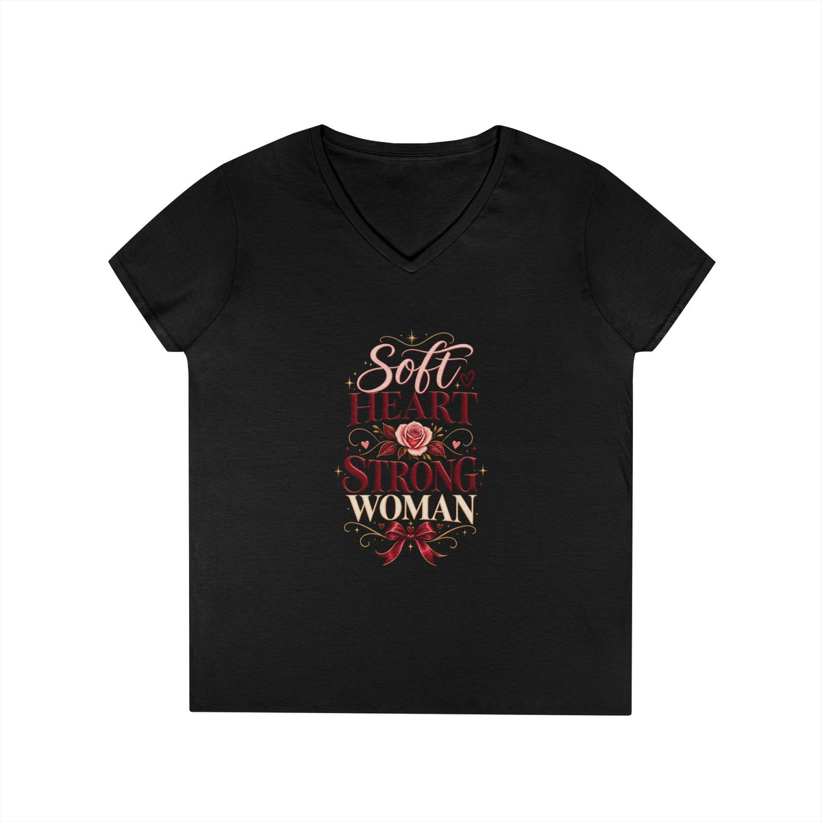 Soft Heart Strong Woman V-Neck Tee