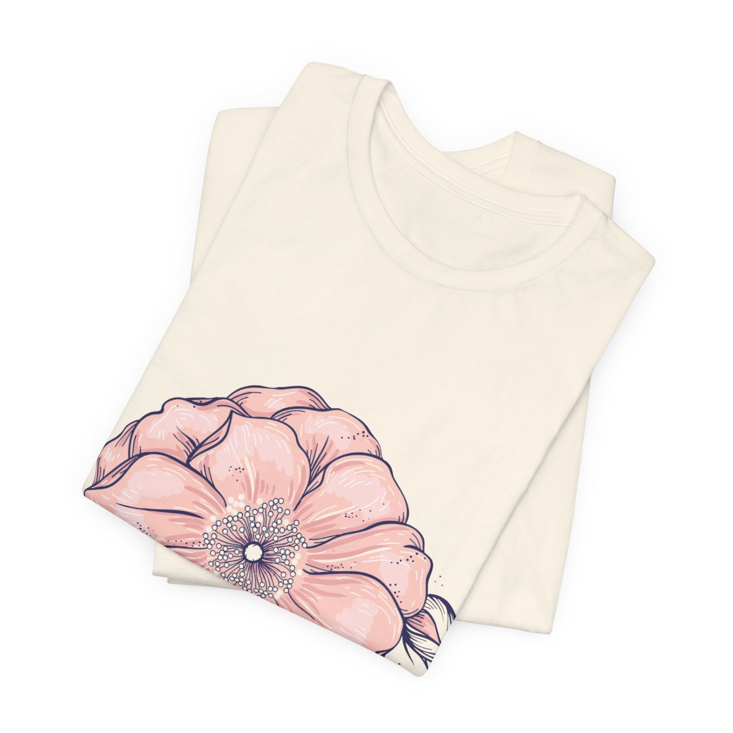 Floral Anemone Tee – Pink Watercolor Flower Graphic T-Shirt
