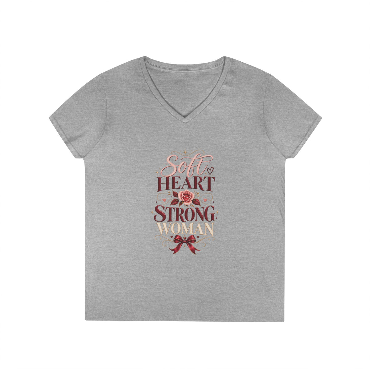 Soft Heart Strong Woman V-Neck Tee