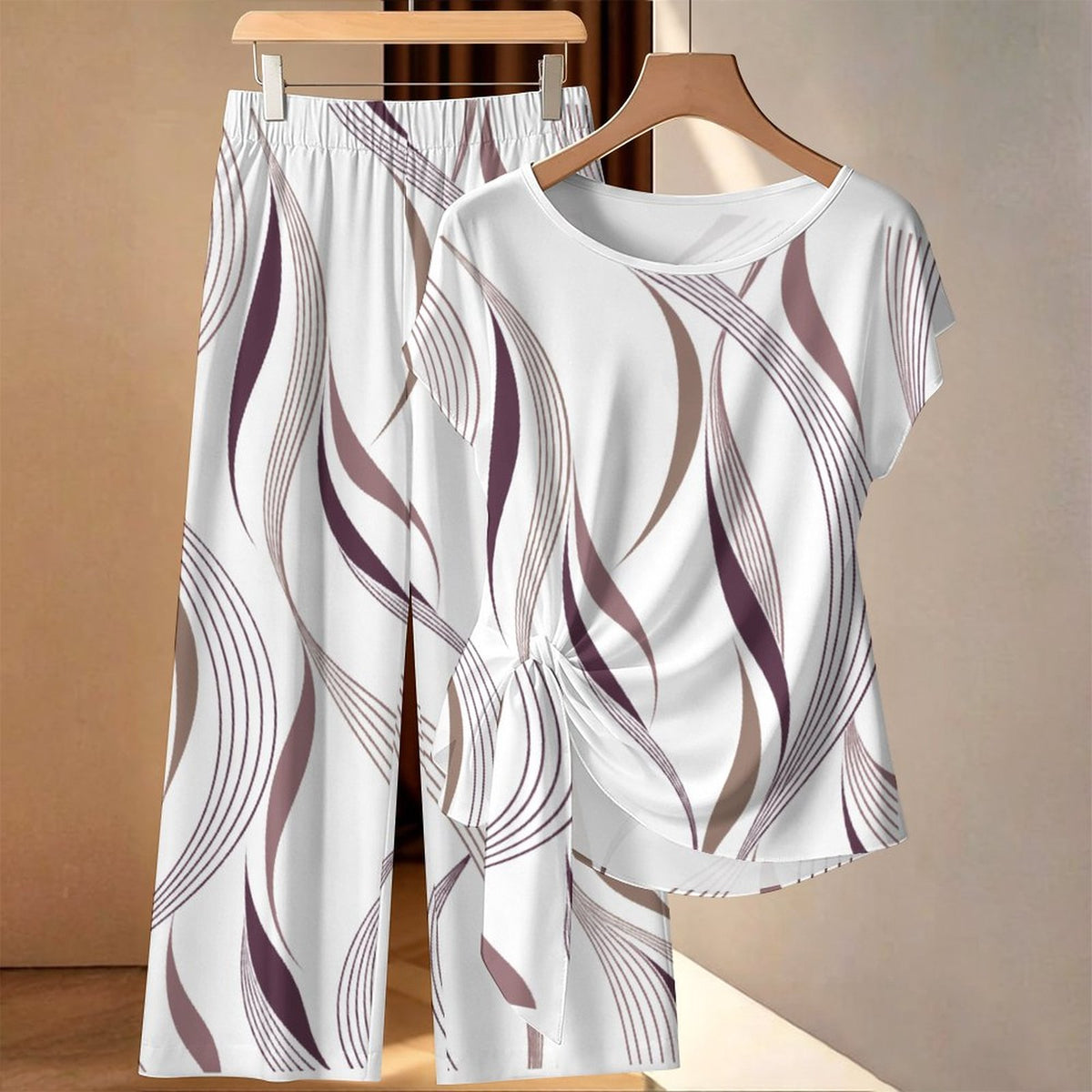 Vanessa Strap Top Wide Leg Pants Set(All-Over Printing)