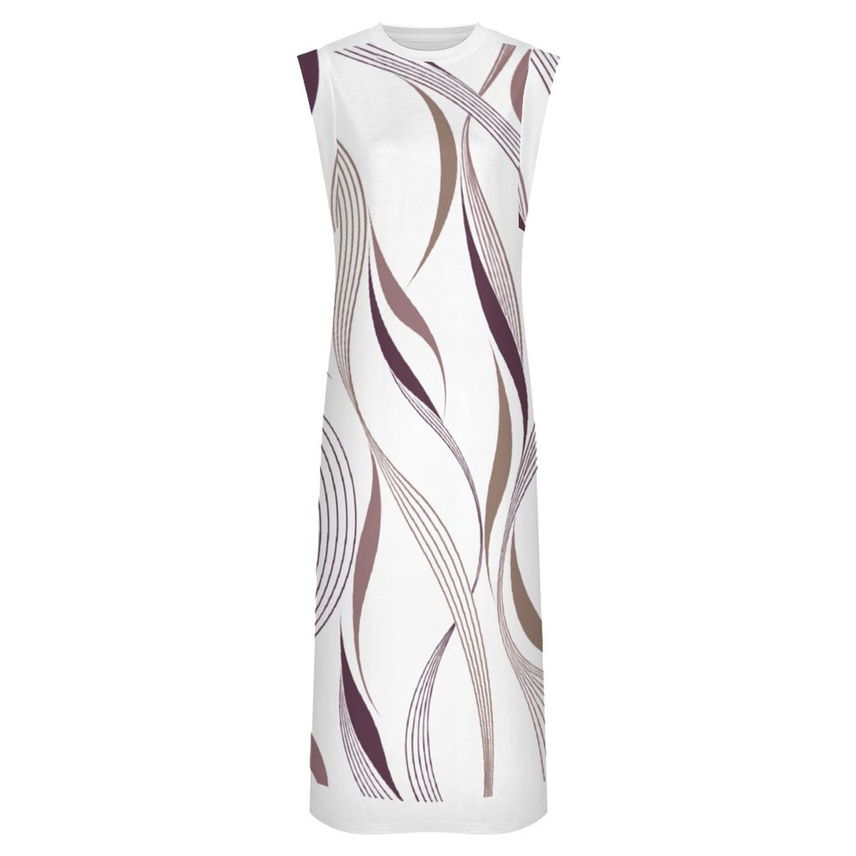 Woman Vanessa Collection Loose Sleeveless Slit Maxi Dress(All-Over Printing)