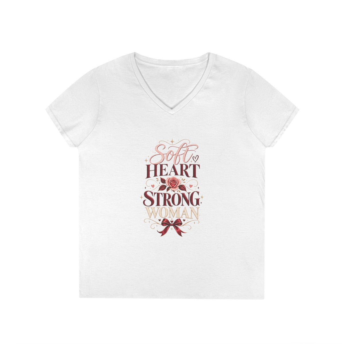 Soft Heart Strong Woman V-Neck Tee