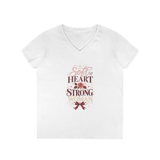 Soft Heart Strong Woman V-Neck Tee