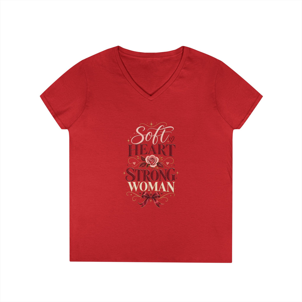 Soft Heart Strong Woman V-Neck Tee