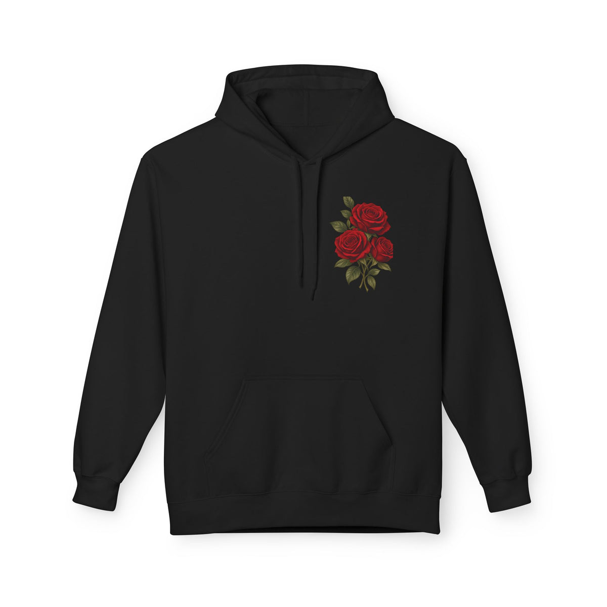Rose Bouquet Pocket Hoodie – Vintage Red Floral Chest Print