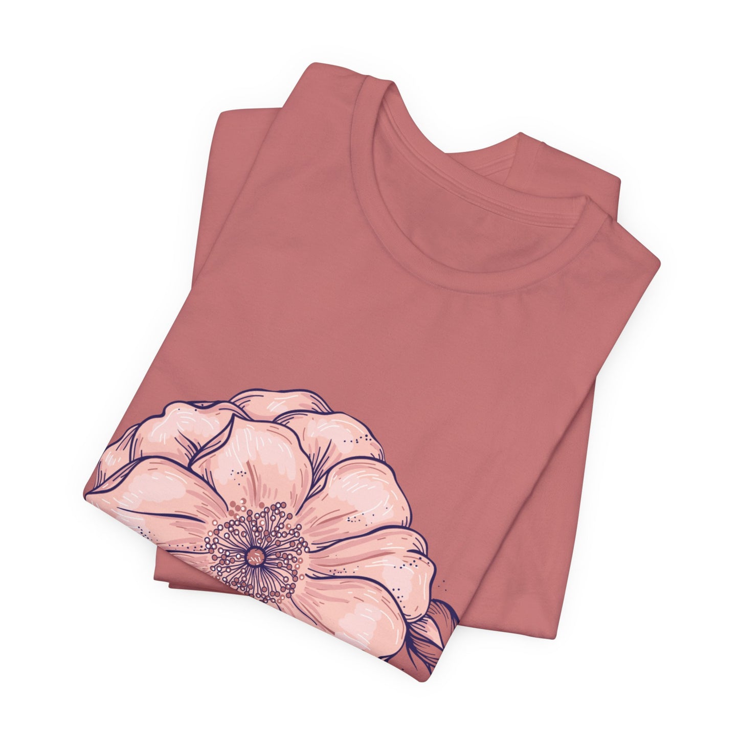 Floral Anemone Tee – Pink Watercolor Flower Graphic T-Shirt