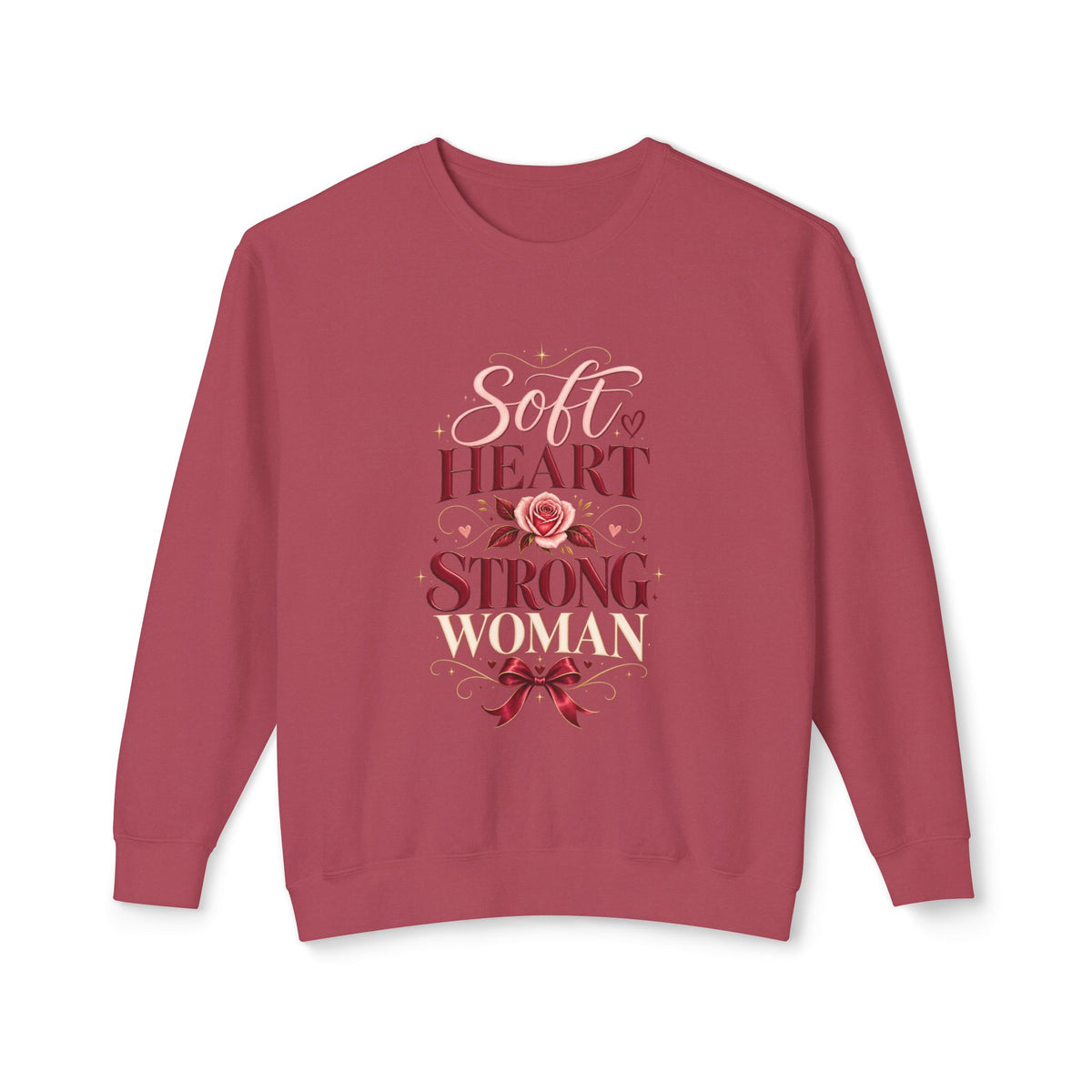 Crewneck Sweatshirt — "Soft Heart Strong Woman" Floral Inspirational Pullover