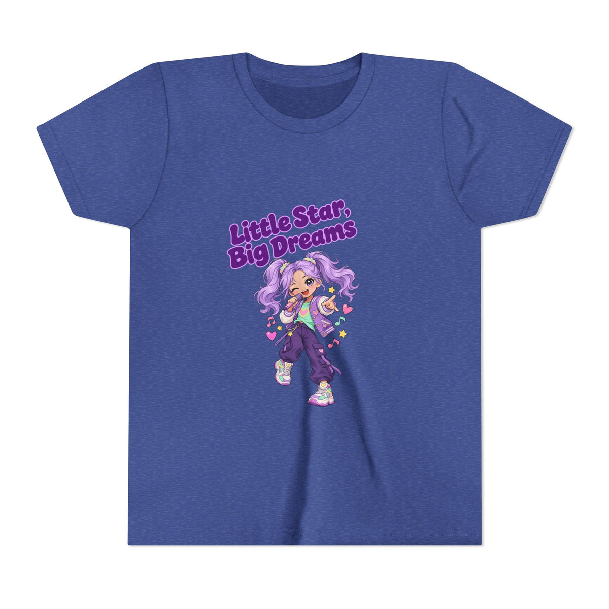 Youth Tee — "Little Star, Big Dreams" Cute Purple Girl Graphic