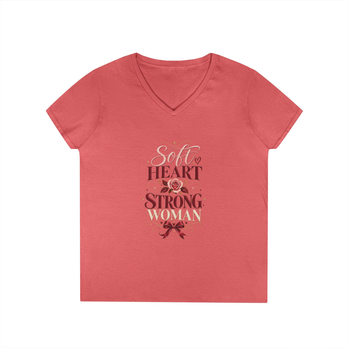 Soft Heart Strong Woman V-Neck Tee