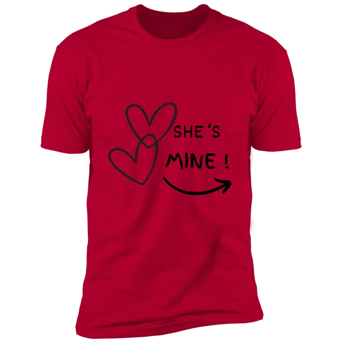 Valentine day tee she's mine- Premium Short Sleeve T-Shirt