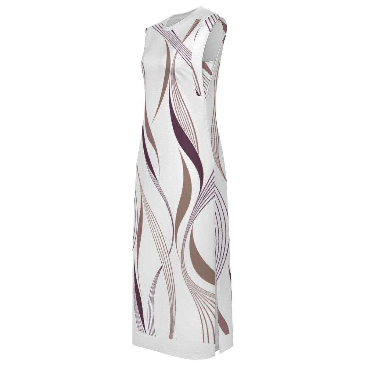 Woman Vanessa Collection Loose Sleeveless Slit Maxi Dress(All-Over Printing)